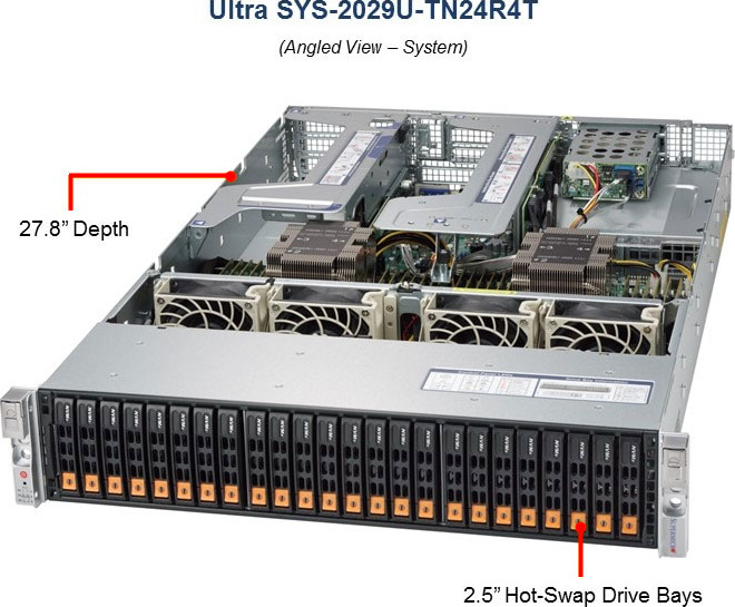 SYS-2029U-TN24R4T | Supermicro Dual Xeon 2U Storage Rack Server