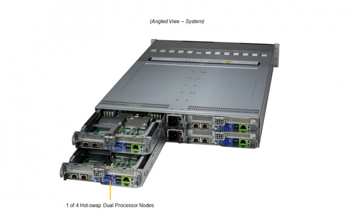 Supermicro SYS-222BT-HNC9R 2U 4-Node HPC Server