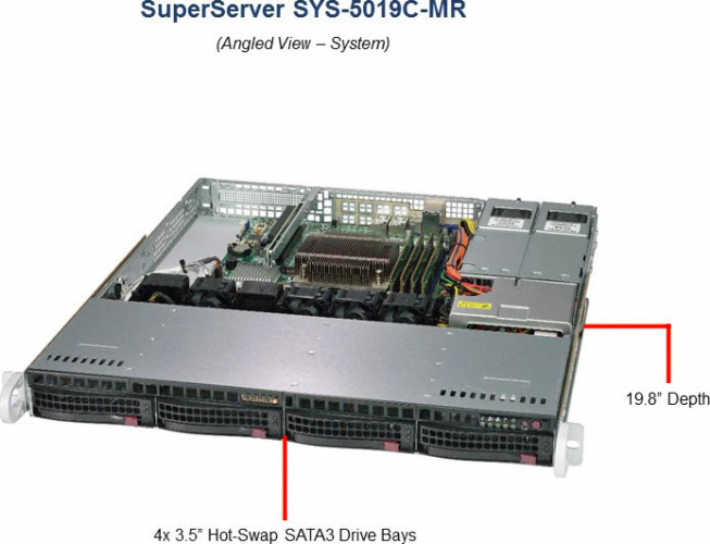 Supermicro SYS-5019C-MR 1HE Rack Server, Xeon